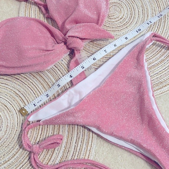 NWT M/L blush baby pastel pink shiny string Brazil - Picture 9 of 14